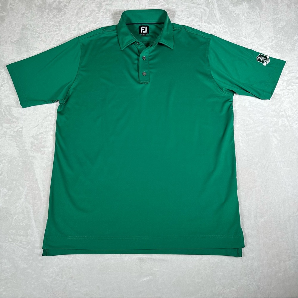 Footjoy Polo Shirt Men Size L Green Short Sleeve Embroidered FJ FHCC Stretch EUC